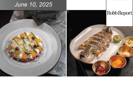 Two gourmet dishes on separate plates.